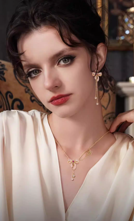 Silk Bow Tassel Necklace