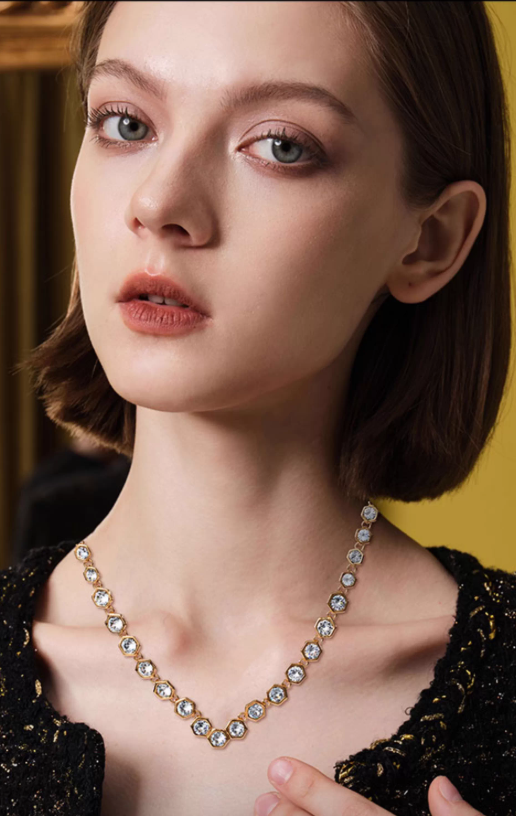 Starlight Geometry Crystal Pendant Necklace