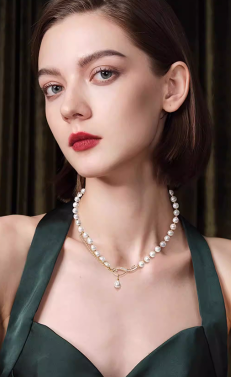 Luminous Flow Pearl Statement Necklace