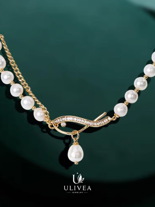 Luminous Flow Pearl Statement Necklace