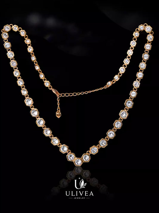 Starlight Geometry Crystal Pendant Necklace