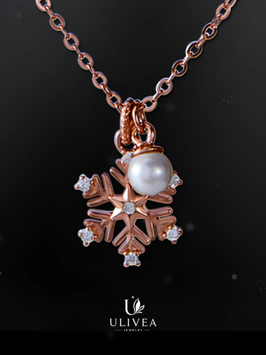 Frost Kiss Snowflake Pearl Necklace