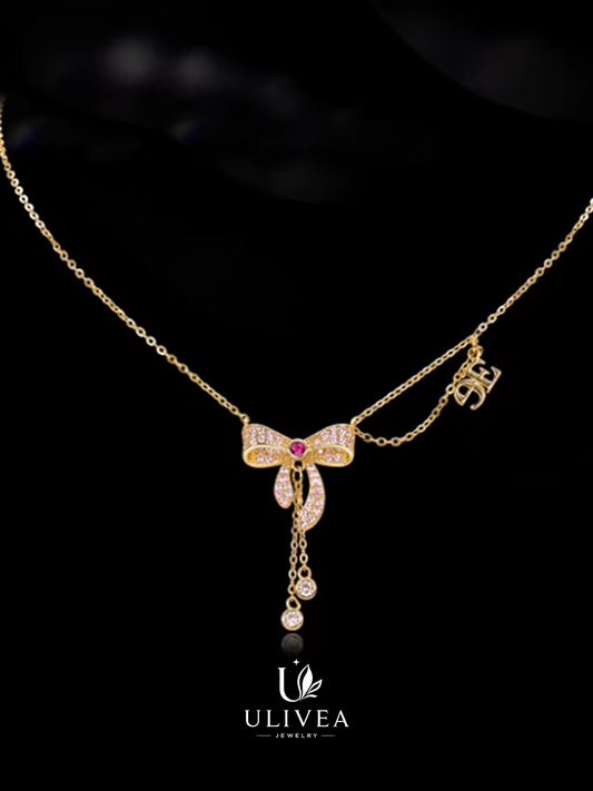 Silk Bow Tassel Necklace