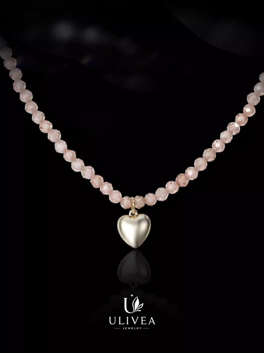 Blush Heart Gemstone Necklace